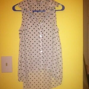 Forever 21 White Polka Dot Sleeveless Blouse
